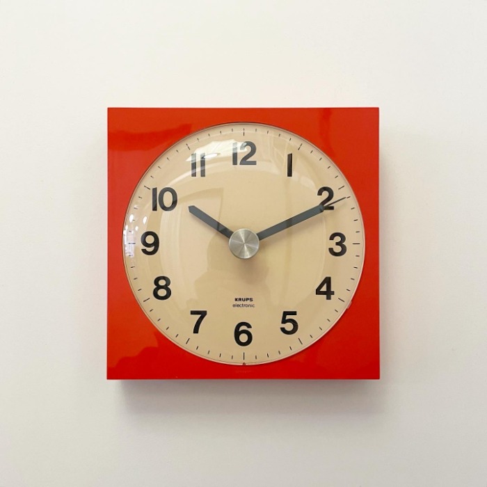 1975 KRUPS Wall Clock Germany Orange Red