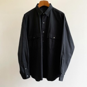 Porter Classic Roll Up Vintage Cotton Shirt Black