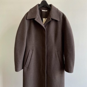 Amomento Round Sleeve Long Coat Brown  (Women)