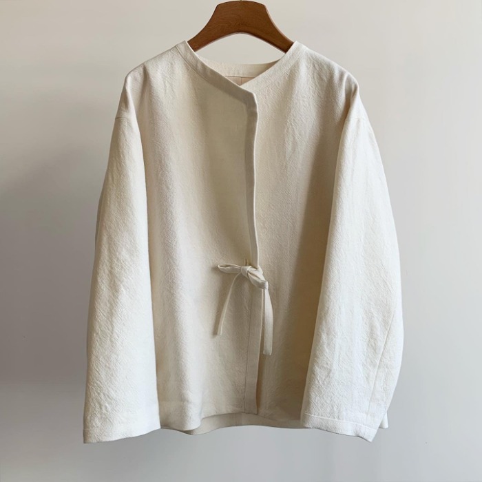 Phlannel Arles Wool Linen Collarless Easy Jacket White (Women)