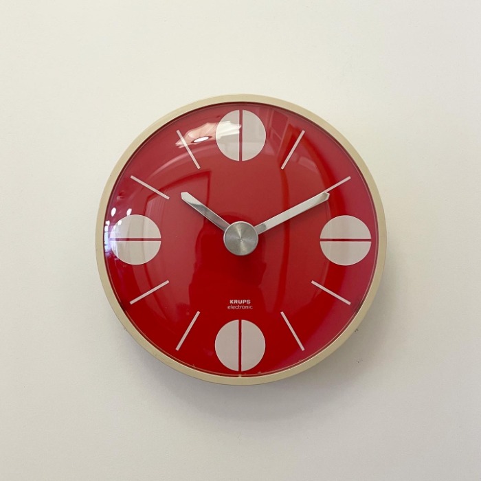 1972 KRUPS Wall Clock Germany Red