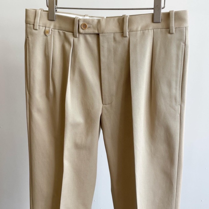 Bernard Zins “BAC J” 2-French Pleats Chino Trousers Light Beige