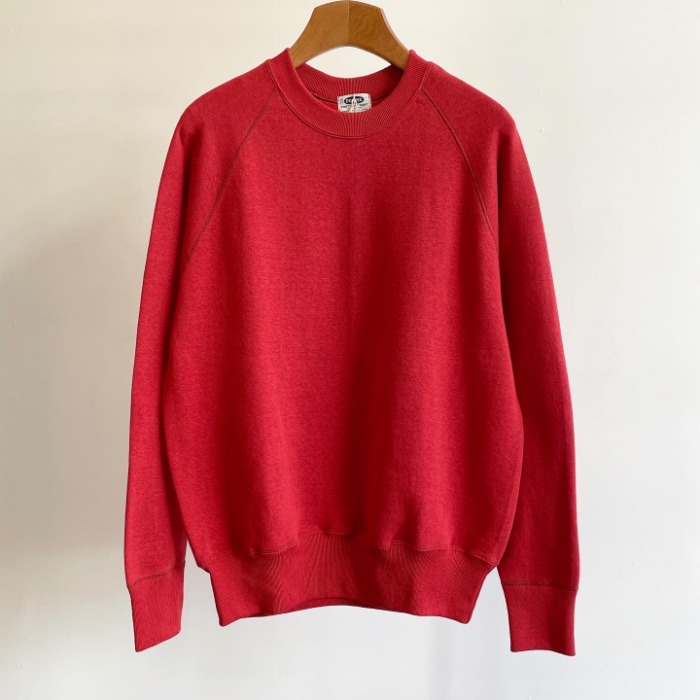 DENIME 4-Needle Raglan Crewneck Sweatshirt Red