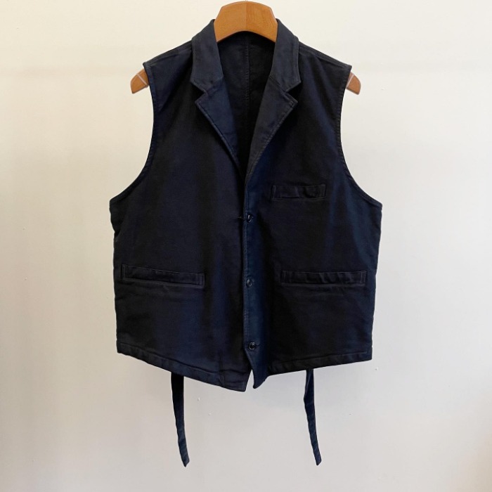 Porter Classic Moleskin Modigliani Collar Vest Black