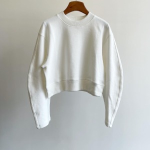 Amomento Round Sleeve Crop Sweatshirt White (Women)