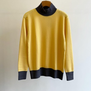 Haversack 14G Wool High Neck Sweater Yellow / Charcoal