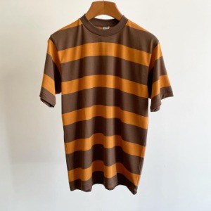 Warehouse 3X2 Inch Border T-shirt Brown x Orange