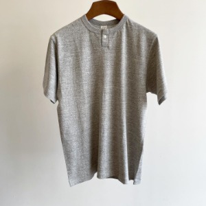 Warehouse 1 Button Henley Neck T-shirt Plain Grey