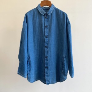 Porter Classic Indigo Linen Shirt Jacket