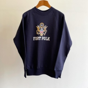 Warehouse Flocking Print “Fort Polk” Sweatshirts Navy