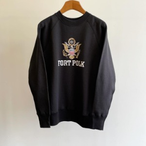 Warehouse Flocking Print “Fort Polk” Sweatshirts Black